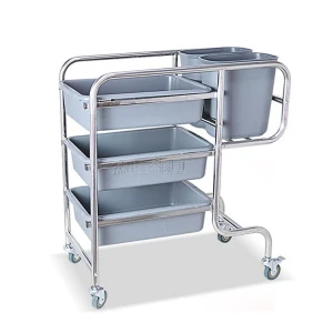 Catering Tools Square Tube Dirty Tableware Collection Cleaning Trolley for Hotel
