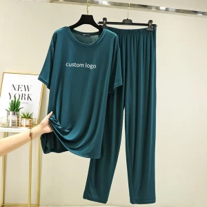 Custom Logo Womens Soft Bamboo Pajama Sets Button Down Long Sleeve Pj Pants Set Sleepwear
