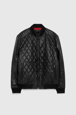 Padded Style Mens FAUX Leather Bomber Jacket
