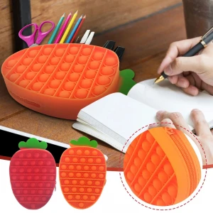 Student Simple Stationary Pencil Bag Kids Sensory Push Bubbles Pen Bag Silicone Stress Relief Fidget Pencil Case