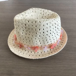 Kids paper straw sun hat with decoration
