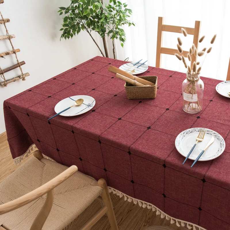 100% Linen Tea Table Cloth / Pure Natural Linen Tea Tablecloth / Crochet Edging & Braid Tea Table Cloth