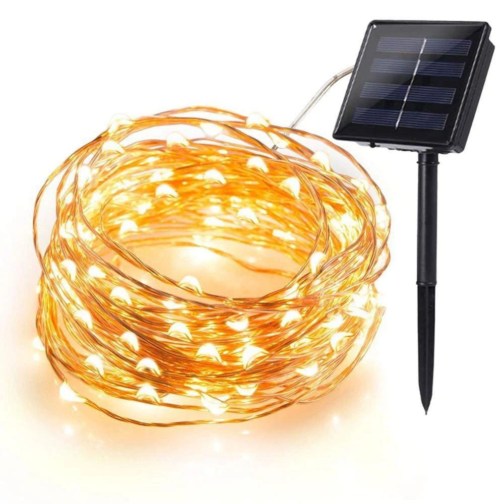 10M Outdoor Solar Powered Copper Wire LED String Light for Christmas Garden