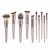 Import 10pcs private label champagne makeup kabuki wooden hair brush sets makeup with CHAMPAGNE GOLD color from China