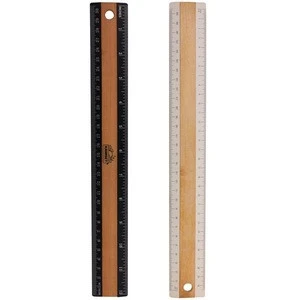 12 inch 30cm customized logo metal ruler promotional folding wooden ruler