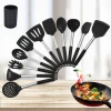 12 piece stainless steel handle non-stick cooking tools silicone kitchen utensil set with holder