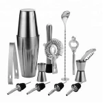 13 Piece Stainless Steel Boston Shaker Set Stainless steel cocktail shaker set JS-M017