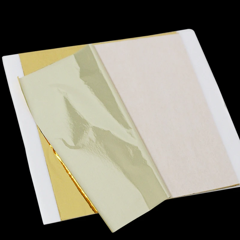 13 x 13.5cm 500 sheets/pack Home Art Crafts Decor Double-Sided Color Champagne Silver-Gold Taiwan Imitation Gold Leaf Sheets