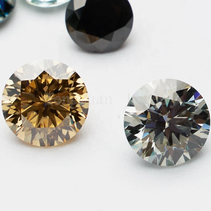 1.5ct Loose Moissanites Gems Champagne Color Round Shape 7.5mm Moissanites Gemstone Synthetic Diamonds Stone High quality