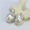 15mm large size Handmade jewelry  925 silver natural baroque pearl earrings
