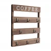 17 x 13 inches Wall Mounted Rustic Wood Coffee Mug Organizer Holder with 8 Hooks