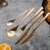 Import 18/10 Stainless Steel Cutlery High Quality Matte Gold Knife Fork Spoon with 4pcs Set Box Packing Flatware Set for Wedding Party from China