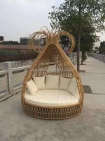 2016 Outdoor Garden Furniture New Design Poolside Sunbed Big round Rattan Sofa Bed