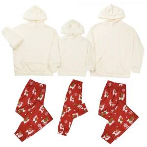 2020 Fall Winter Family Sleepwear Suit Terry hoody Christmas printing pants 2 piece set Parentage Pajamas