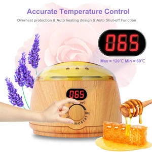 2020 New Product Wax Warmer Wooden Electric Paraffin Wax Heater Pot Hair Removal Waxing Kit with LCD Display