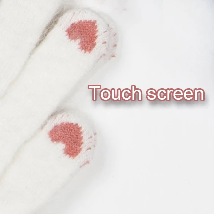 2021 Fashion Hot Style sport Cute Printing heart  knitted gloves