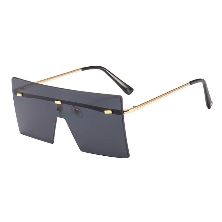 2021 Fashion Women Oversized Brown Black 10 Colors Square Sunglasses Rimless Eyewear Big Frame Sun Glasses UV400