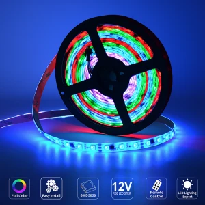 2021 High Quality Outdoor IP65 Waterproof SMD5050 300LEDS 5M DC12V Full Spectrum Remote Flexible RGB Led Strip Light