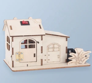 2021 New Hot Child DIY Handmade Wooden Cabin Assembly Building Model Toy Set with Light
