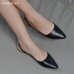 2024 In Stock Stone Pattern Summer Pointed Toe Ankle Strap Womens Sandal Pour Femme Ladies Flat Sandals Shoes