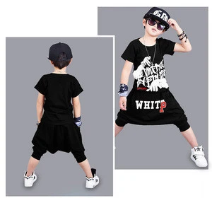 2pcs Childrens wear Jazz Hip Hop kids dance performance costumes boys summer short-sleeved performance suit