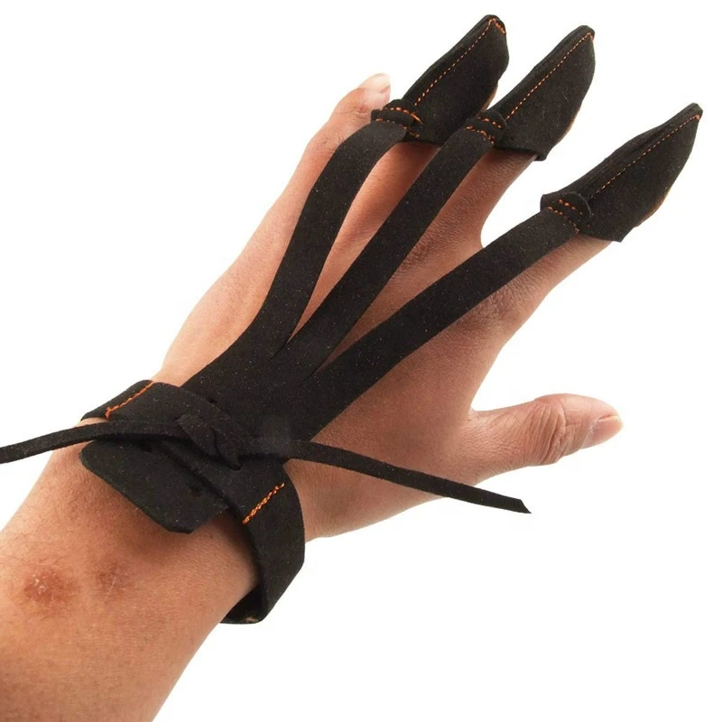 3 Fingers Cover Cushion Pad Finger Protective Adjustable Shooting Archery Gloves