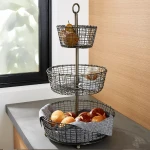 3 Tier Wrought Iron Bread Stand Fruit Vegetable Display Stand racks and baskets