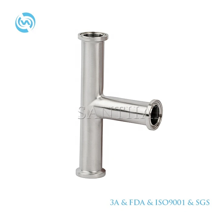 3A 304 or 316L Sanitary Stainless Steel Long Type Clamped Equal Tee Pipe Fittings