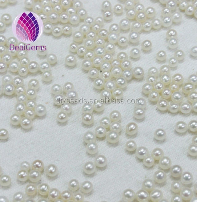 3A Grade white color small no hole freshwater round pearls 2-3mm
