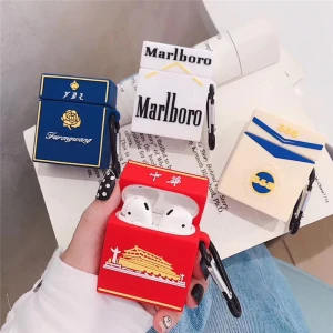 3D Cigarette Box Design Silicone Wireless Headphone Protective Cover Case For Apple Airpods 2 1 For AirPod Pro