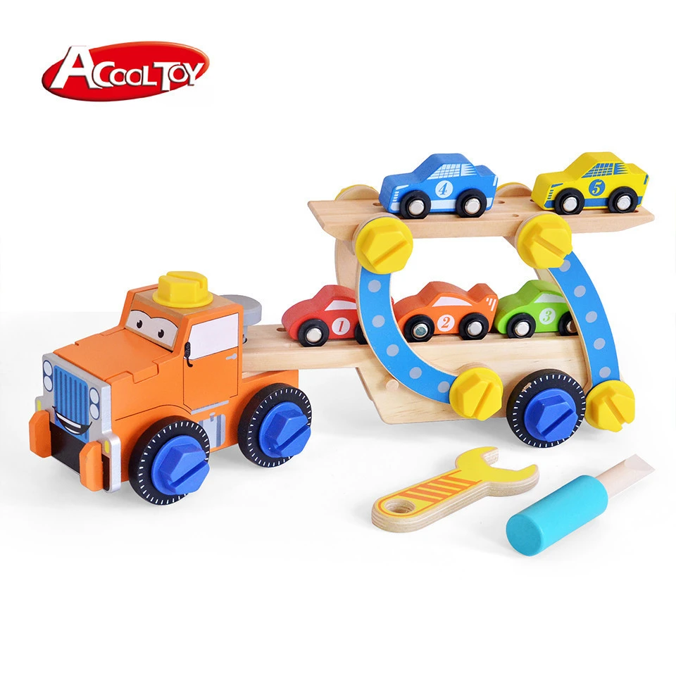 3d educational customization wooden construction building vehicles  game toys
