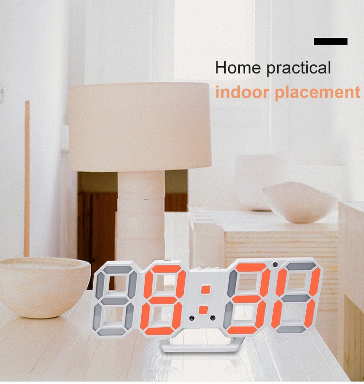 3D LED Digital Alarm Clocks Wall Hanging Watch Snooze Function Table Clock Calendar Thermometer Display Office Electronic Watch