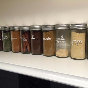 4 oz Clear Square Herbs storage jar Glass Mason Jar Kitchen Spice Salt Herbs Jar