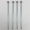 4 Professional Silver Stainless Steel Bar Cocktail Olive/Martini/Fruit Picks Sticks Stirrers With Metallic Ball