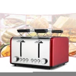 4 Slice Automatic Bread Grilled Toaster  Stainless Steel Toaster Oven with Crumb Tray