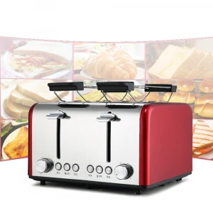 4 Slice Automatic Bread Grilled Toaster  Stainless Steel Toaster Oven with Crumb Tray