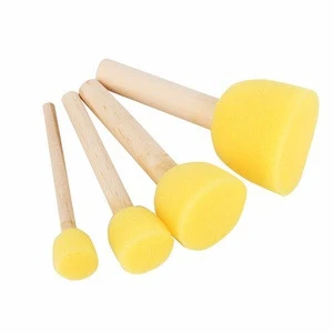 4pcs Round Stencil Sponge Foam Brushes Wooden Handle for Furniture Art Crafts Stenciling Painting Tool Supplies