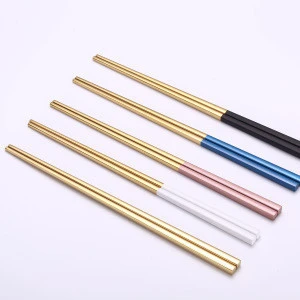 5 Pairs Metal Steel Chopstick Stainless Steel Chopsticks 9 Inch Long Anti-hot Design Reusable Colors Chopstick Set
