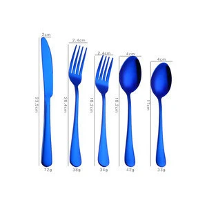 5 pcs Stainless steel table spoon fork knife set rainbow flatware