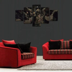 5 Piece wall art set in wooden frame in living room decorated restaurant decorated paratrooper on family decorating plane