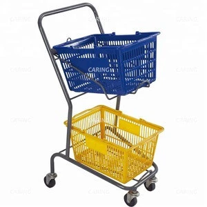 540*460*1000mm Commercial Four Wheel Double Basket Shopping Trolley Cart CA-F1
