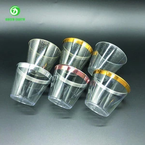 5.5 oz clear plastic cup disposable cup plastic PP gold rim plastic cups