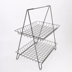 550-72 home decor 2 tier collapsible metal magazine rack wire newspaper holder for display