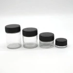 5g 40g 80g 110g Straight Sided Child Proof Glass Jar Special Food Storage Jar with Black Plastic Children Resistant Lid