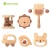 Import 6pc set Natural Untreated Wooden Teether Toy Montessori Small Wooden Baby Rattle toys educational For kids from China