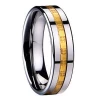 7mm Mens Wedding Rings Gold Carbon Fiber Foil Inlay Tungsten Ring Made In China