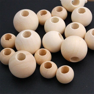 8-50MM Big Hole Wooden Beads Natural Round wood beads for jewelry making DIY Bracelet Bead Accessories Loose Ball Beads