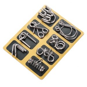 8 PCS  Wire metal Puzzle Brain Teaser IQ Test Iron Link Unlock Interlock Game Chinese Ring Magic Trick Toy for Party Favor Kid