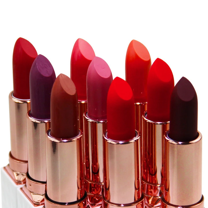 9 colors white square tube lipstick luxury charm waterproof Lip Stick long lasting vegan private label hot selling