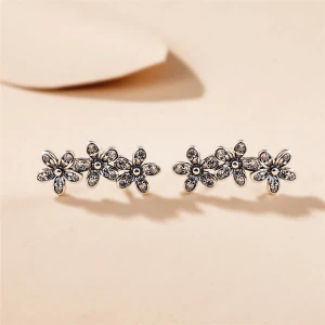 925 sterling silver Panjia flower earrings, with crystal jewelry earrings, ladies earrings